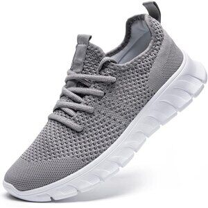 🆕Women Grey Running Tennis Walking Shoes Lightweight Slip On Workout Sneakers